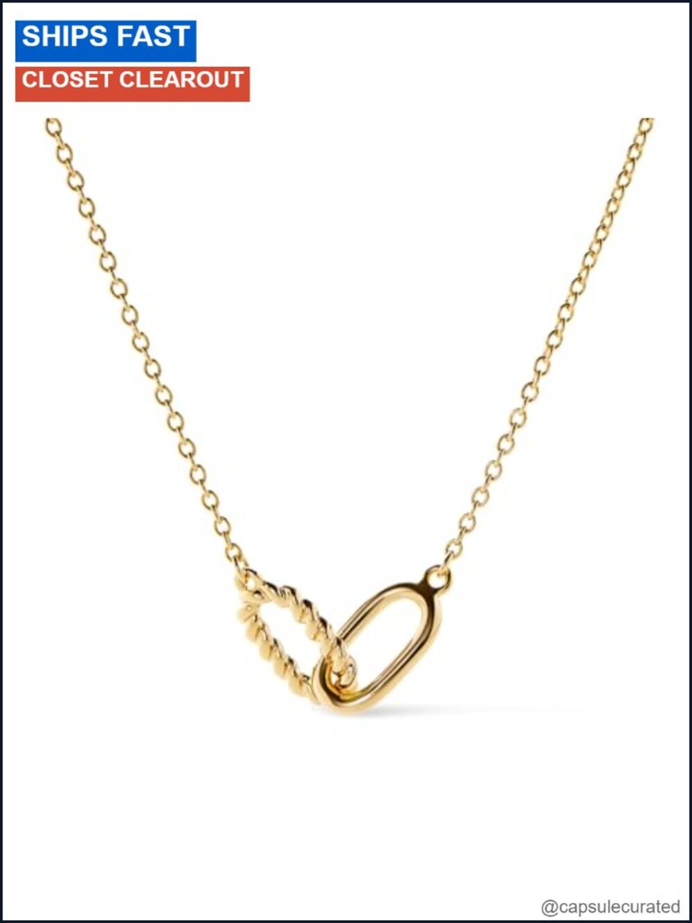 14K Gold Plated & Silver Rhodium Pendant Necklace